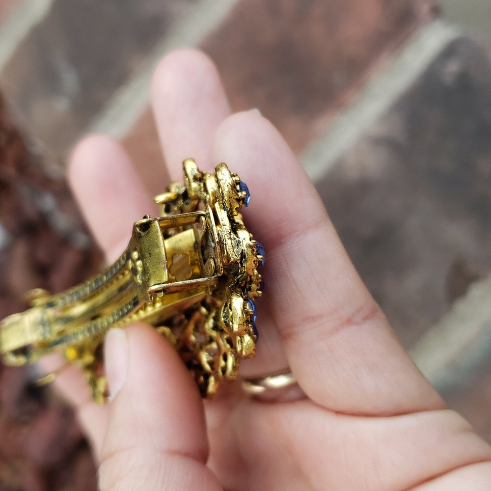 Vintage Womens Hair Barrette Peacock Rhinestone Hair Clip Victorian Timeless - Picture 7 of 13